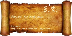 Becze Kolombusz névjegykártya